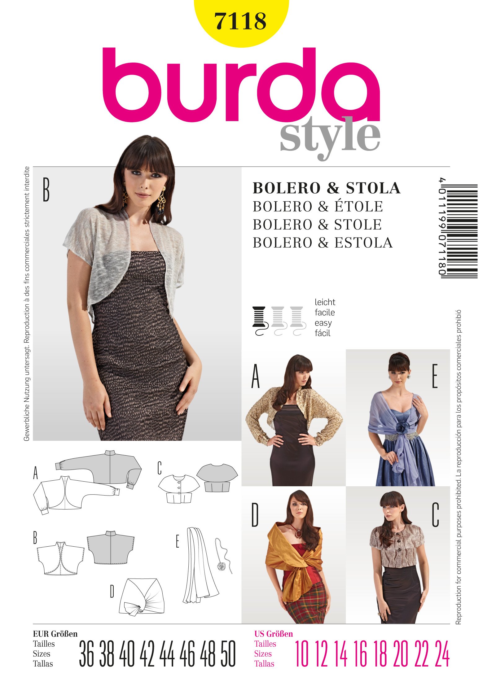 Patron Burda 7118 Boléro et étole